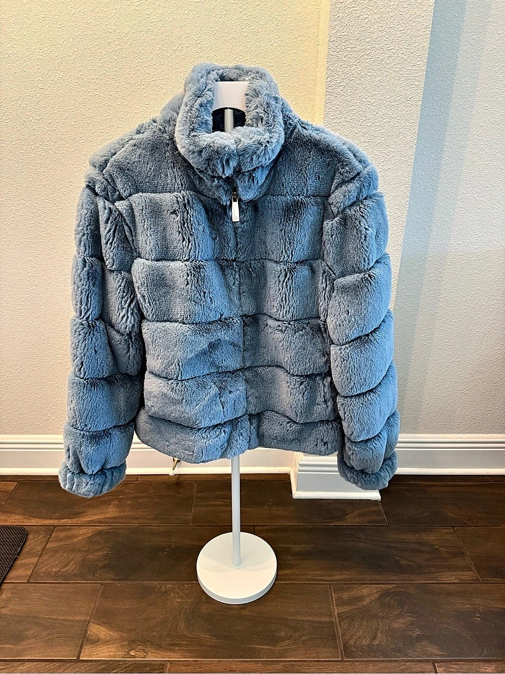 Blue Faux Fur Jacket Like New